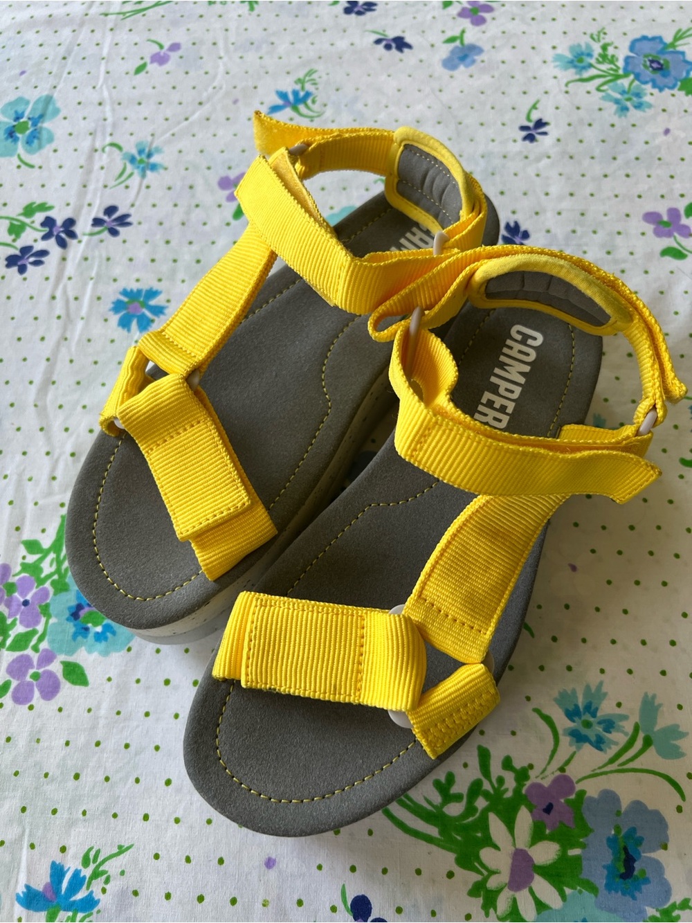 Camper Oruga Up Yellow Gray Platform Sandals - 38